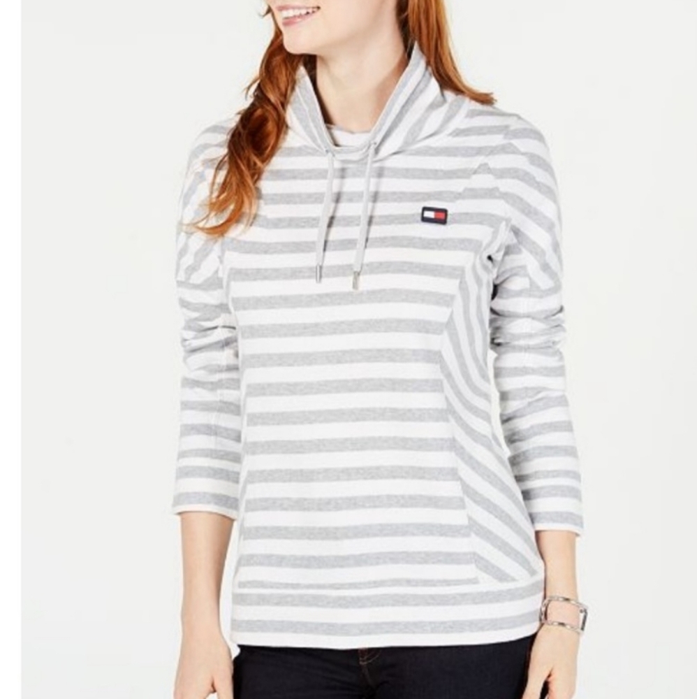 Tommy Hilfiger Striped Funnel Neck Sweatshirt